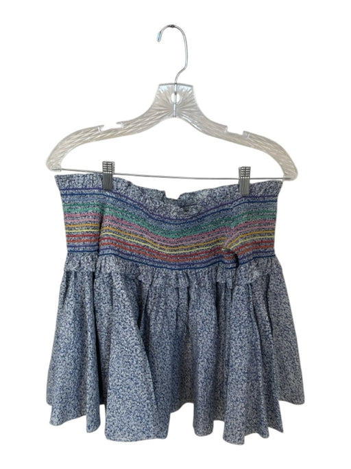 Petersyn Size M Blue & Multi Cotton Off Shoulder smocked Flowers Top Blue & Multi / M