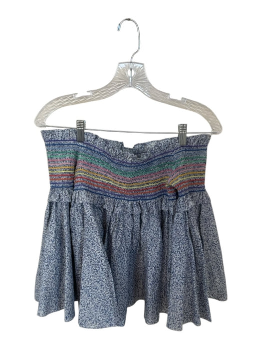 Petersyn Size M Blue & Multi Cotton Off Shoulder smocked Flowers Top Blue & Multi / M