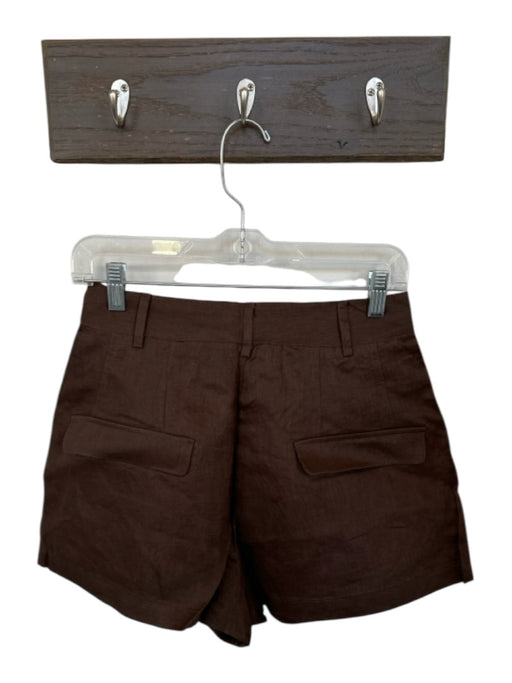 Aexae Size S Dark Brown Linen High Waist Pleated Front Pockets Shorts Dark Brown / S