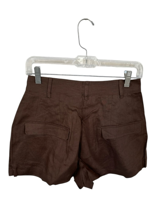 Aexae Size S Dark Brown Linen High Waist Pleated Front Pockets Shorts Dark Brown / S