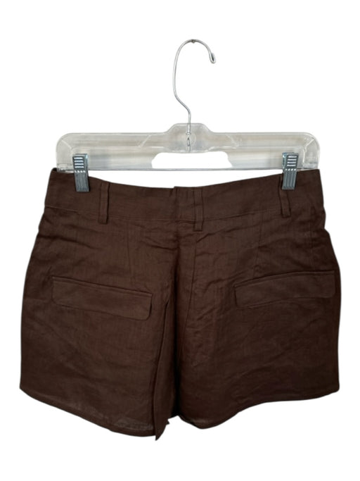 Aexae Size M Dark Brown Linen High Waist Pleated Front Pockets Shorts Dark Brown / M