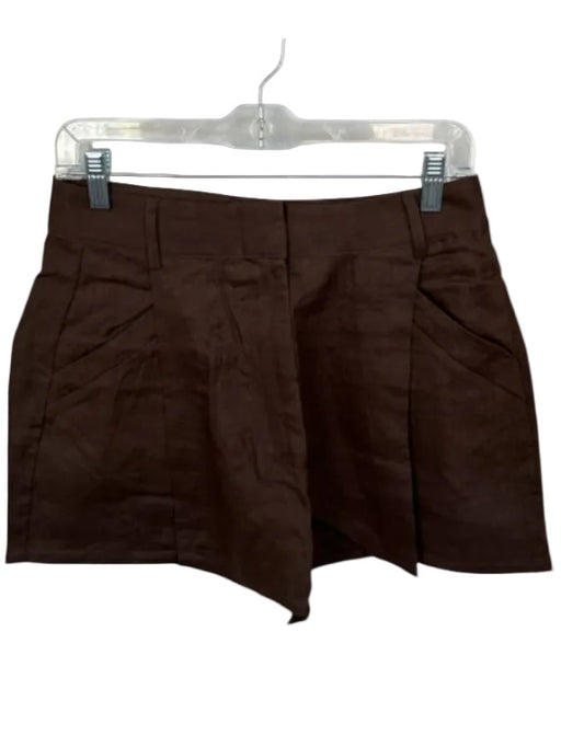 Aexae Size M Dark Brown Linen High Waist Pleated Front Pockets Shorts Dark Brown / M