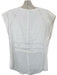 Cedric Charlier Size 6 Ivory & blue Silk Blend Cap Sleeve Pleat Detail Top Ivory & blue / 6
