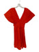 Sea New York Size 0 Orange Ramie Cap Sleeve Pleat Detail V Neck Tea Length Dress Orange / 0