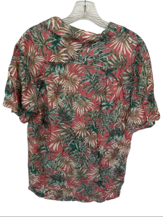 Magaschoni Size M Orange & Green Print Viscose Palm Leaves Button Down Shirt Orange & Green Print / M