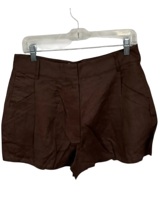Aexae Size L Dark Brown Linen High Waist Front Pockets Shorts Dark Brown / L