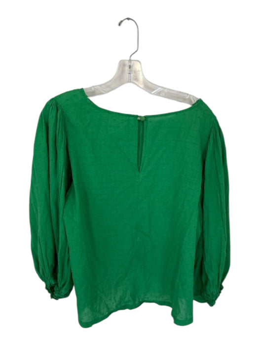 Farm Rio Size L Green Cotton Long Balloon Sleeve Swiss Dot Top Green / L