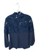 Lela Rose Size 4 Navy Silk Blend Long Balloon Sleeve Lace Back Zip Top Navy / 4