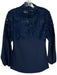 Lela Rose Size 4 Navy Silk Blend Long Balloon Sleeve Lace Back Zip Top Navy / 4