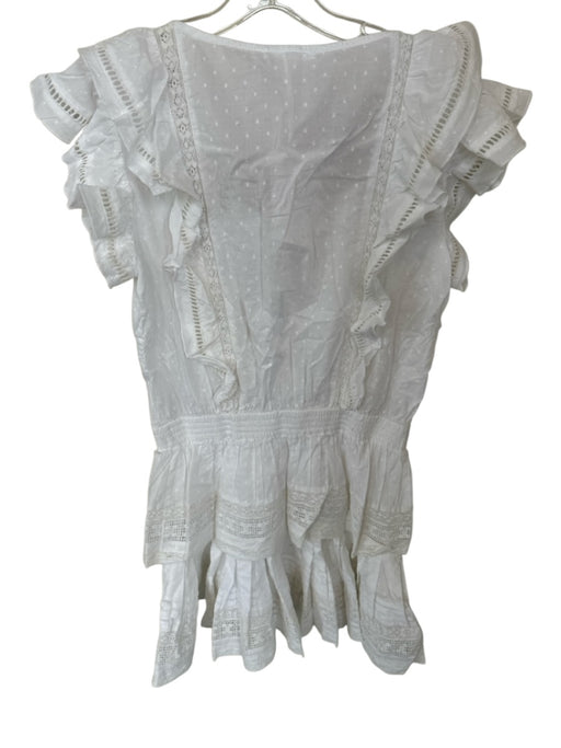 Maia Bergman Size M White Cotton Flutter Sleeves Swiss Dot Lace Dress White / M