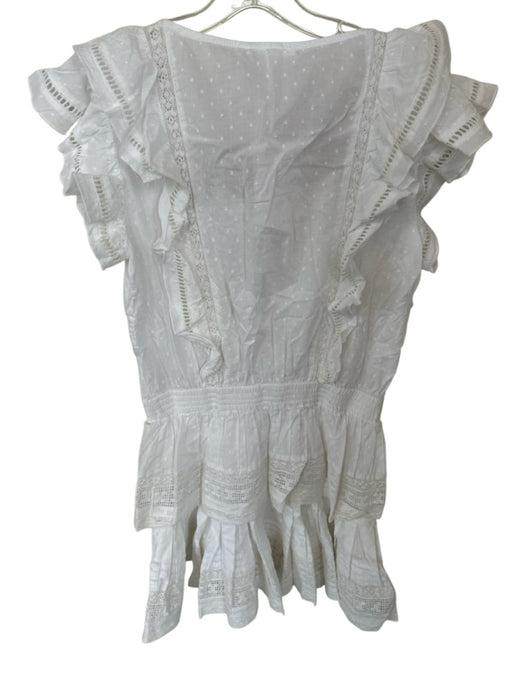 Maia Bergman Size M White Cotton Flutter Sleeves Swiss Dot Lace Dress White / M