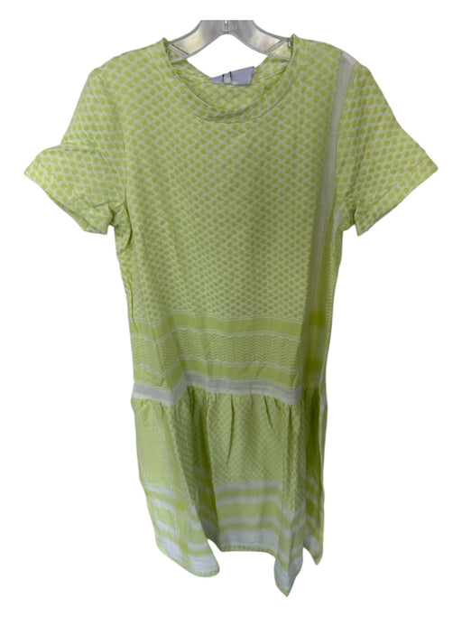 Cecilie Copenhagen Size S Lime & White Cotton Short Sleeve Chevron Maxi Dress Lime & White / S