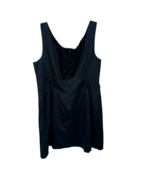 Lafayette 148 Size 12 Navy Cotton Blend Sleeveless Pleated Back Zip Dress Navy / 12
