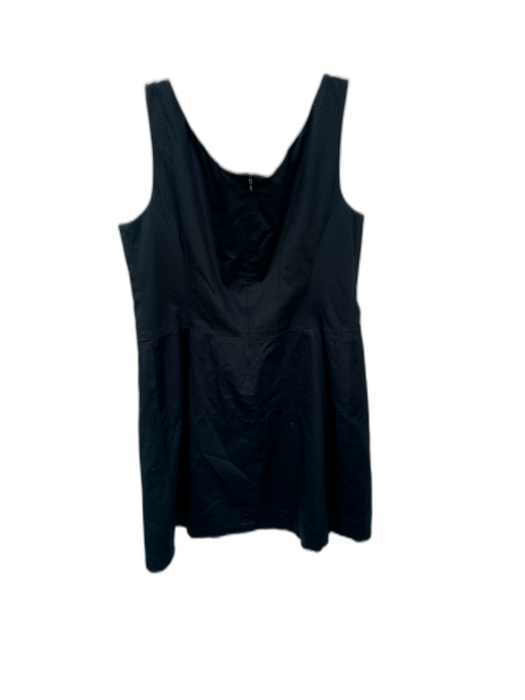 Lafayette 148 Size 12 Navy Cotton Blend Sleeveless Pleated Back Zip Dress Navy / 12