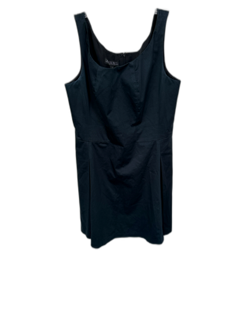 Lafayette 148 Size 12 Navy Cotton Blend Sleeveless Pleated Back Zip Dress Navy / 12