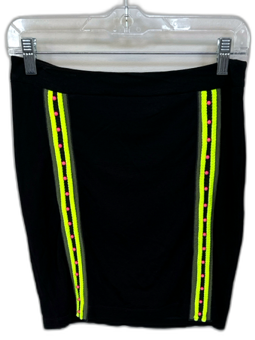 Love Moschino Size 4 Black & Neon Viscose Blend Rope Detail Side Zip Skirt Black & Neon / 4