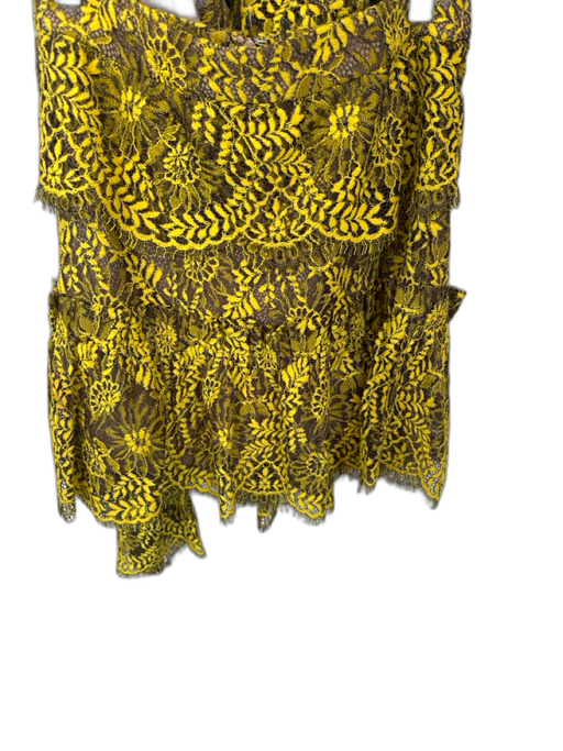 Intermix Size P Yellow & Nude Lace Long Sleeve Back Zip Skirt Set Yellow & Nude / P