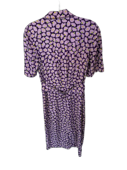 Kate Spade Size 0 Purple & Yellow Polyester 3/4 Sleeve Flowers Gathered Dress Purple & Yellow / 0