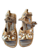 Clergerie Shoe Size 40.5 Tan & White Canvas Seashells Ankle Tie Sandals Tan & White / 40.5
