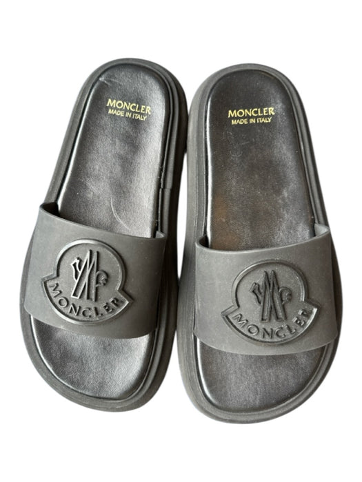 Moncler Shoe Size 37 Black Rubber Platform Logo Slide Sandals Black / 37