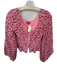 Staud Size 0 Pink & Red Rayon Blend Long Balloon Sleeve Mushroom Button Down Top Pink & Red / 0