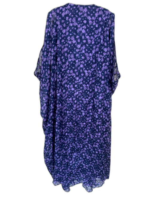 3.1 Phillip Lim Size 4 Purple & Navy Silk Sleeveless Flowers Front Zip Dress Purple & Navy / 4