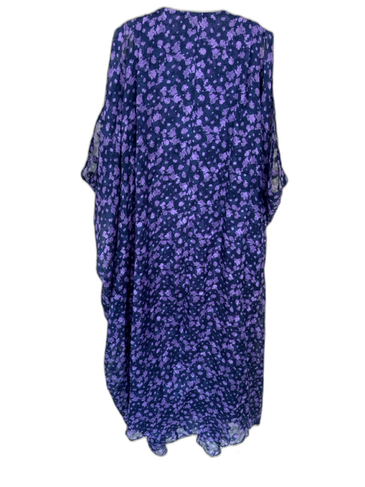 3.1 Phillip Lim Size 4 Purple & Navy Silk Sleeveless Flowers Front Zip Dress Purple & Navy / 4