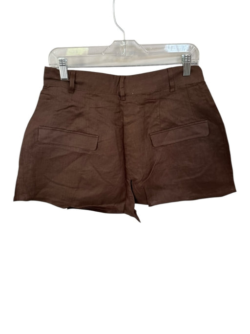 Aexae Size M Dark Brown Linen High Waist Front Pockets Shorts Dark Brown / M