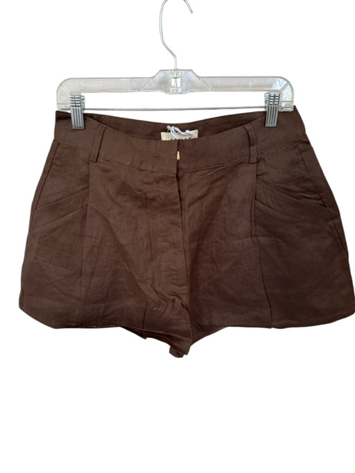 Aexae Size M Dark Brown Linen High Waist Front Pockets Shorts Dark Brown / M