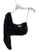 AIIFOS Size S Black Silk One Shoulder Pleated Cropped Top Black / S