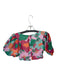 Lalibela Size XS Teal & Purple Cotton Short Balloon Sleeve Flowers Cropped Top Teal & Purple / XS