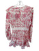 Lalibela Size S Pink & White Cotton Long Balloon Sleeve Botanical Ruffles Dress Pink & White / S
