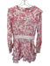 Lalibela Size S Pink & White Cotton Long Balloon Sleeve Botanical Ruffles Dress Pink & White / S