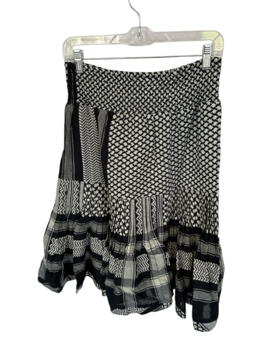 Cecilie Copenhagen Size M Gray & Black Cotton Smocked Waist Band Chevron Skirt Gray & Black / M