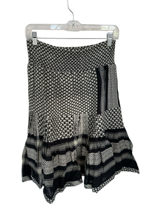 Cecilie Copenhagen Size M Gray & Black Cotton Smocked Waist Band Chevron Skirt Gray & Black / M