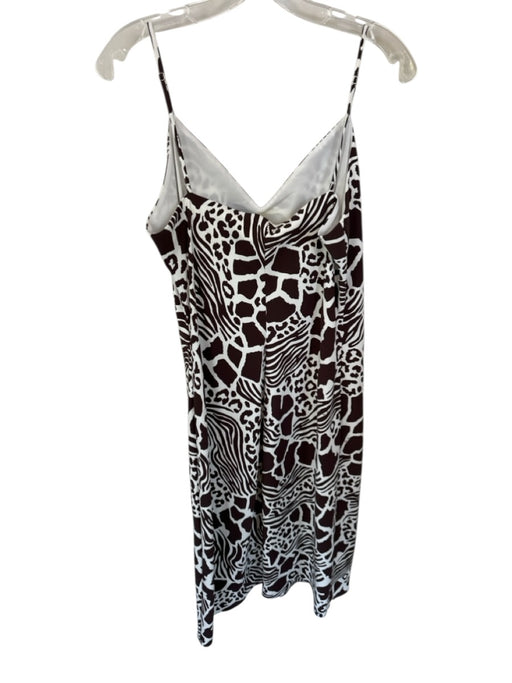 Adam Lippes Size 12 Brown & White Recycled Polyester Spaghetti Strap Midi Dress Brown & White / 12