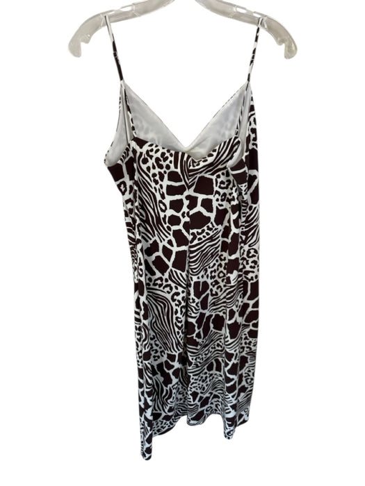 Adam Lippes Size 12 Brown & White Recycled Polyester Spaghetti Strap Midi Dress Brown & White / 12