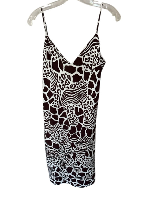 Adam Lippes Size 12 Brown & White Recycled Polyester Spaghetti Strap Midi Dress Brown & White / 12