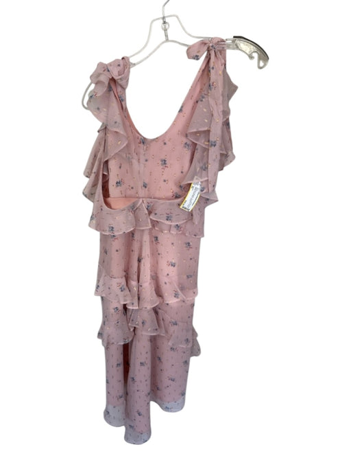 Tularosa Size XS Pink & blue Polyester Tie Straps Floral Metallic Tiered Dress Pink & blue / XS