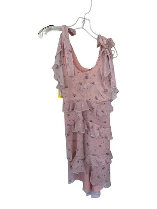 Tularosa Size XS Pink & blue Polyester Tie Straps Floral Metallic Tiered Dress Pink & blue / XS
