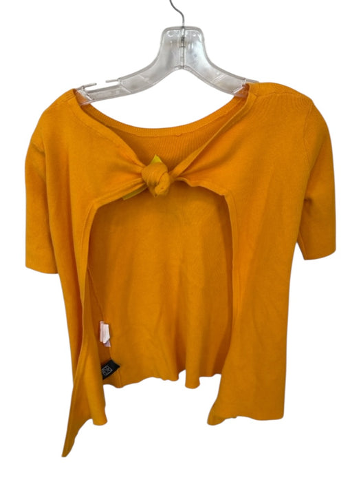 Simon Miller Size XL Orange Cotton Blend Short Sleeve Back Tie Top Orange / XL