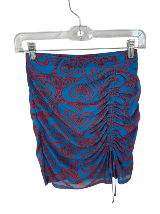 Lisa Says Gah Size S Blue & Red Recycled Polyester Blend Elastic Hearts Skirt Blue & Red / S