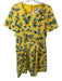Autumn Adeigbo Size 2 Yellow & Blue Cotton Short Sleeve Bamboo leaves Dress Yellow & Blue / 2