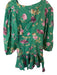 Lalibela Size L Green & Purple Cotton Long Balloon Sleeve Botanical V Neck Dress Green & Purple / L