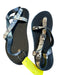 The Kooples Shoe Size 38 Black & Taupe Leather Snake Skin Thong Buckle Sandals Black & Taupe / 38