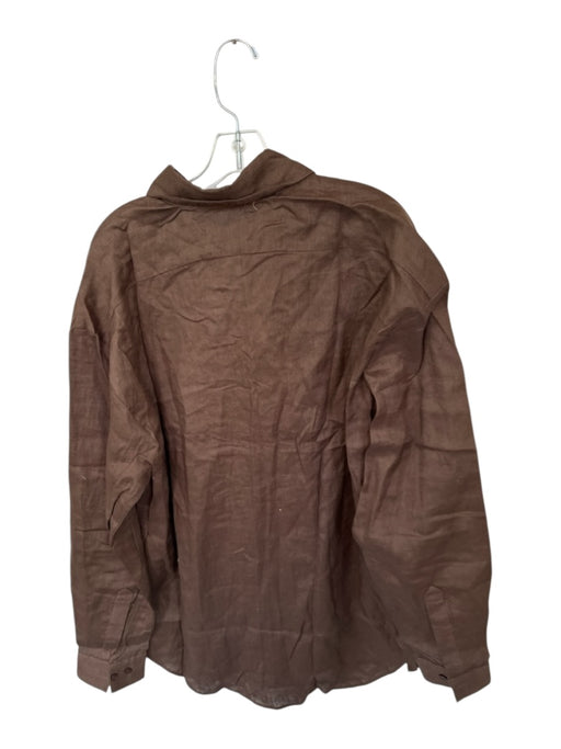 Aexae Size M Chocolate Brown Linen Long Sleeve Button Down Top Chocolate Brown / M