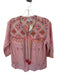 Johnny Was Size L Pink & blue Cotton 3/4 Sleeve Embroidered Tassel Top Pink & blue / L