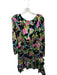 Saloni Size 6 Black & Multi Silk Blend Long Sleeve Botanical Back Zip Dress Black & Multi / 6