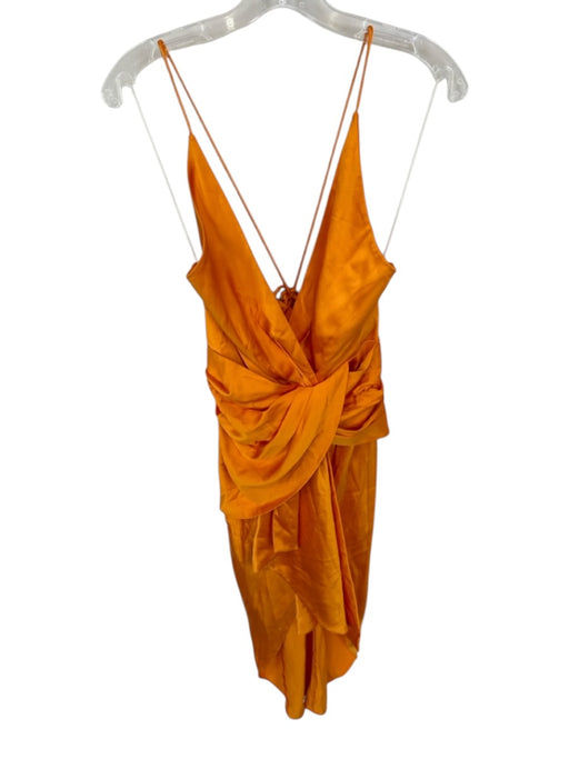 Significant Other Size 2 Orange Polyester Blend Spaghetti Strap Slit Gown Orange / 2