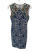 Diane Von Furstenberg Size 4 Navy & Cream Cotton Blend Sleeveless Paisley Dress Navy & Cream / 4